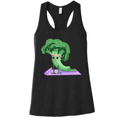 Cute Broccoli Yoga Pose Funny Yogi Broccoli Lover Women's Racerback Tank