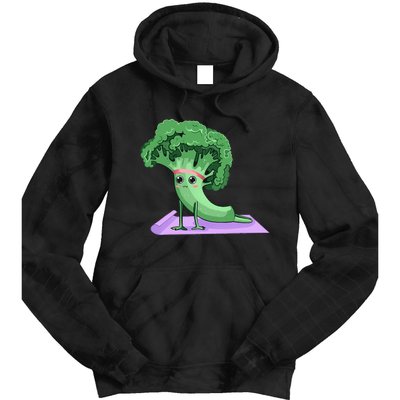 Cute Broccoli Yoga Pose Funny Yogi Broccoli Lover Tie Dye Hoodie