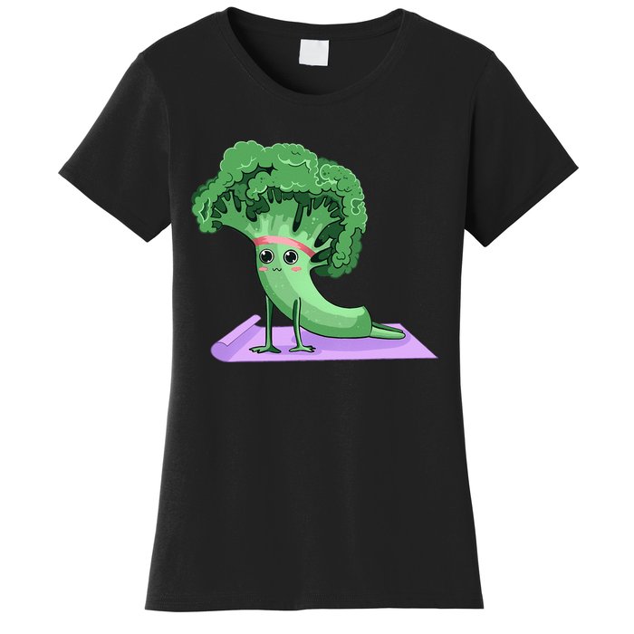 Cute Broccoli Yoga Pose Funny Yogi Broccoli Lover Women's T-Shirt