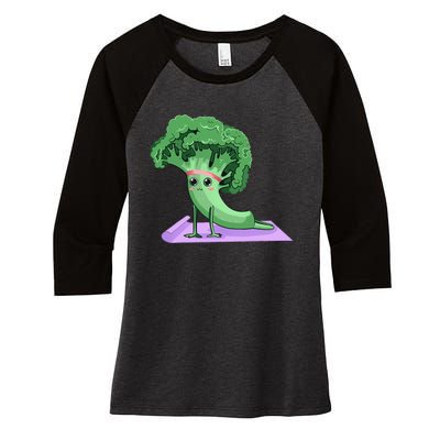 Cute Broccoli Yoga Pose Funny Yogi Broccoli Lover Women's Tri-Blend 3/4-Sleeve Raglan Shirt