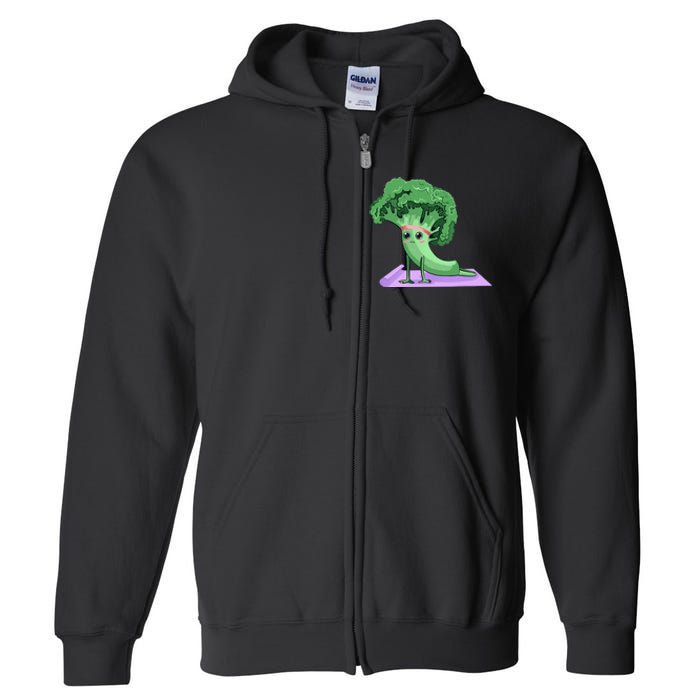 Cute Broccoli Yoga Pose Funny Yogi Broccoli Lover Full Zip Hoodie