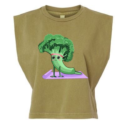 Cute Broccoli Yoga Pose Funny Yogi Broccoli Lover Garment-Dyed Women's Muscle Tee