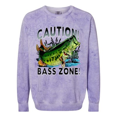 Caution Bass Zone Funny Fishing Colorblast Crewneck Sweatshirt