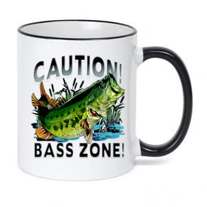 Caution Bass Zone Funny Fishing 11oz Black Color Changing Mug