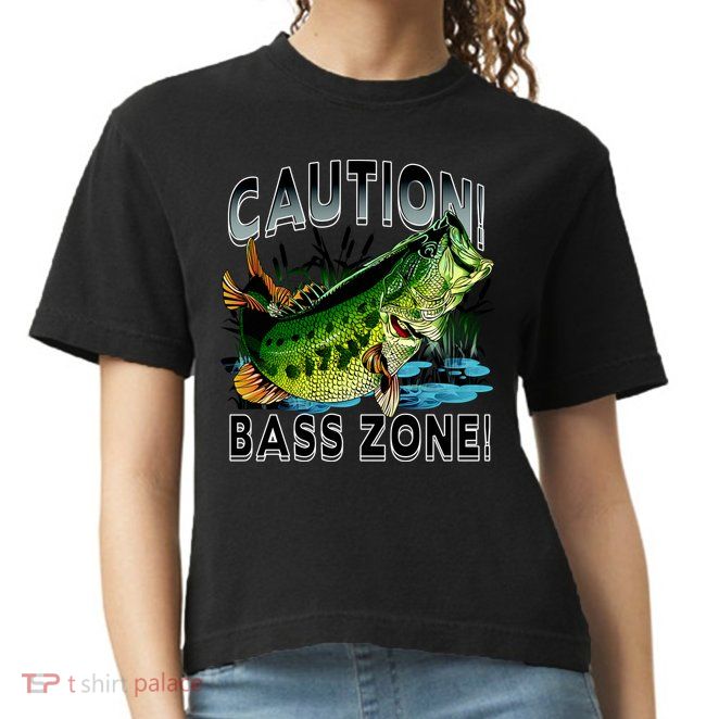 Caution Bass Zone Funny Fishing Comfort Colors Boxy T-Shirt