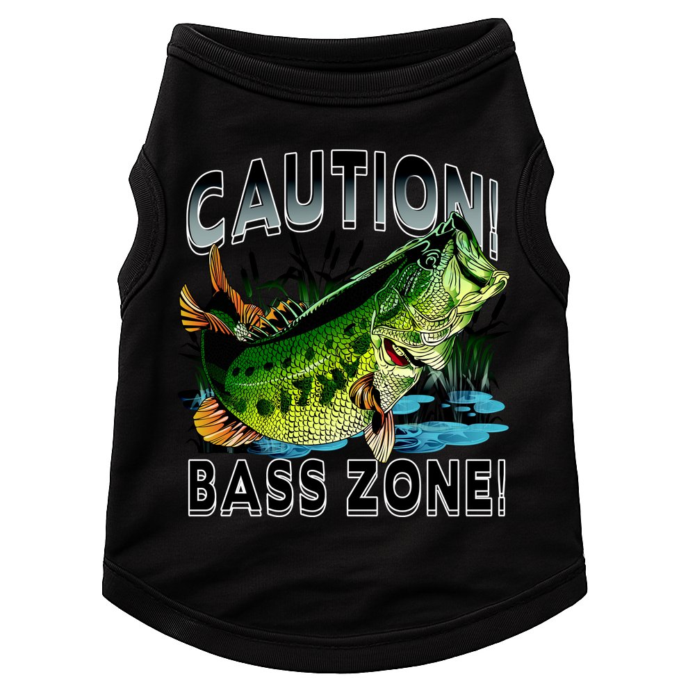 Caution Bass Zone Funny Fishing Doggie Tank