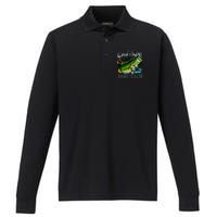 Caution Bass Zone Funny Fishing Performance Long Sleeve Polo