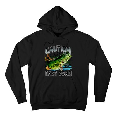 Caution Bass Zone Funny Fishing Hoodie