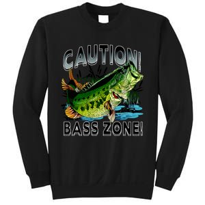 Caution Bass Zone Funny Fishing Sweatshirt