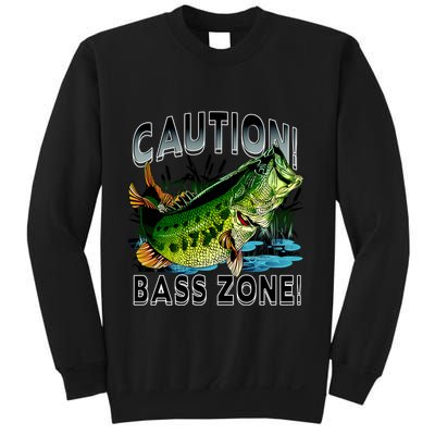 Caution Bass Zone Funny Fishing Sweatshirt