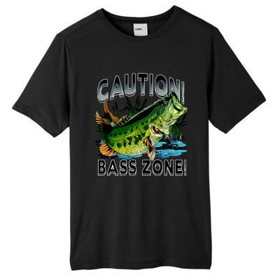 Caution Bass Zone Funny Fishing Tall Fusion ChromaSoft Performance T-Shirt