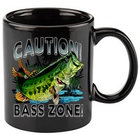 Caution Bass Zone Funny Fishing 11oz C Handle Ceramic Mug