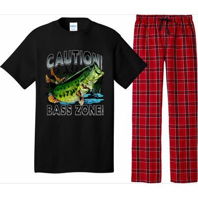 Caution Bass Zone Funny Fishing Pajama Set