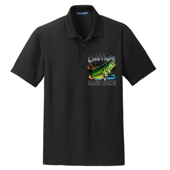 Caution Bass Zone Funny Fishing Dry Zone Grid Polo