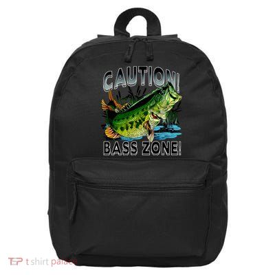 Caution Bass Zone Funny Fishing 16 in Basic Backpack