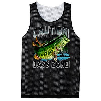 Caution Bass Zone Funny Fishing Mesh Reversible Basketball Jersey Tank