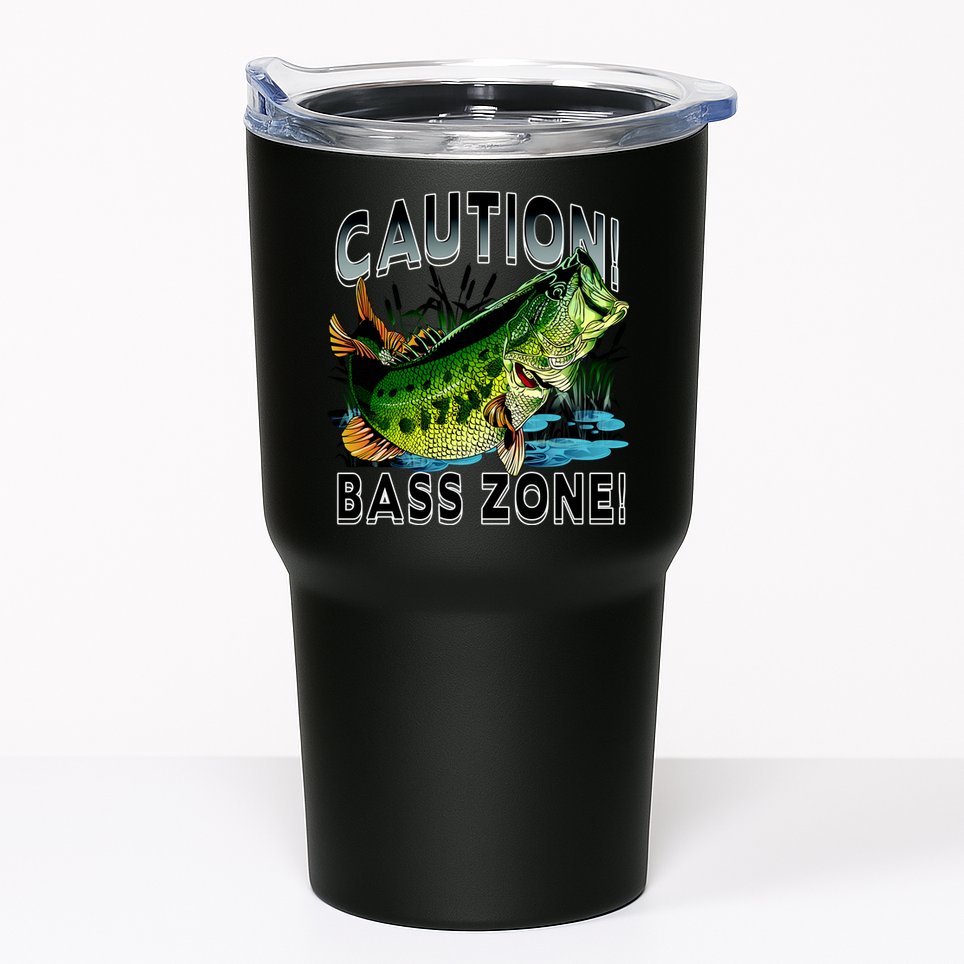 Caution Bass Zone Funny Fishing Tumbler