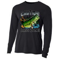 Caution Bass Zone Funny Fishing Cooling Performance Long Sleeve Crew