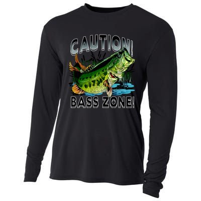 Caution Bass Zone Funny Fishing Cooling Performance Long Sleeve Crew