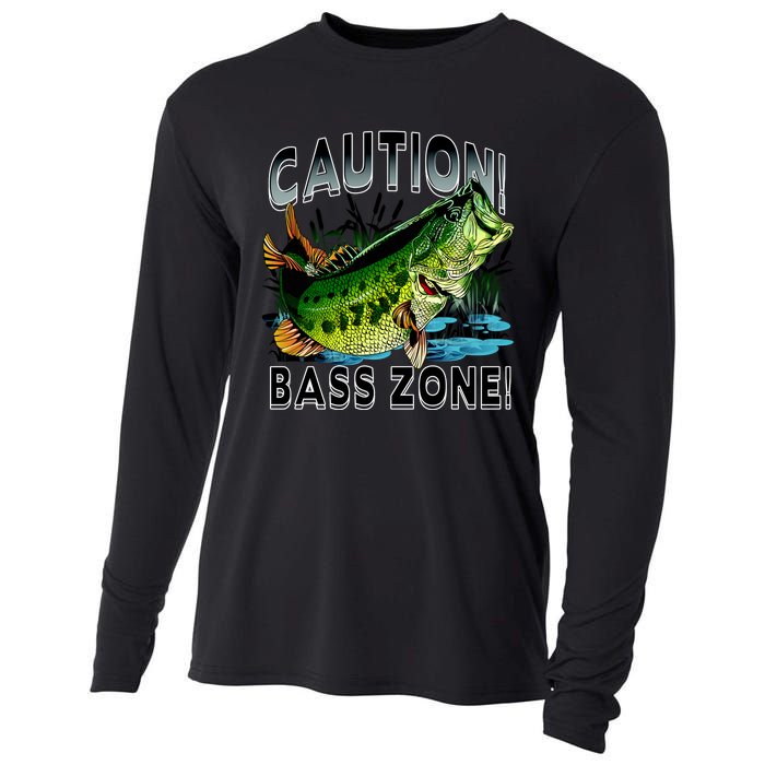 Caution Bass Zone Funny Fishing Cooling Performance Long Sleeve Crew