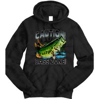 Caution Bass Zone Funny Fishing Tie Dye Hoodie