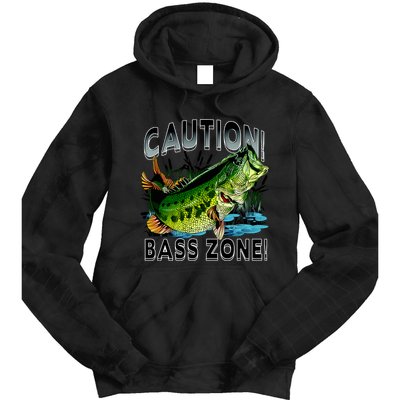 Caution Bass Zone Funny Fishing Tie Dye Hoodie