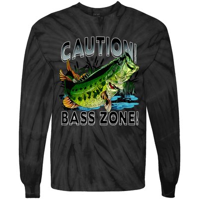 Caution Bass Zone Funny Fishing Tie-Dye Long Sleeve Shirt