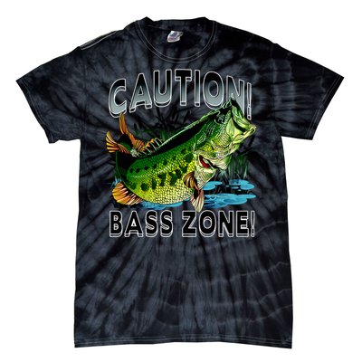 Caution Bass Zone Funny Fishing Tie-Dye T-Shirt