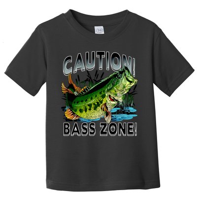 Caution Bass Zone Funny Fishing Toddler T-Shirt