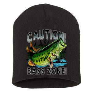 Caution Bass Zone Funny Fishing Short Acrylic Beanie