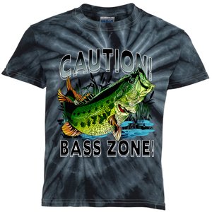 Caution Bass Zone Funny Fishing Kids Tie-Dye T-Shirt