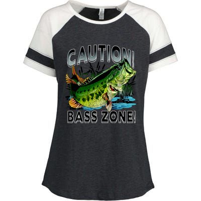 Caution Bass Zone Funny Fishing Enza Ladies Jersey Colorblock Tee