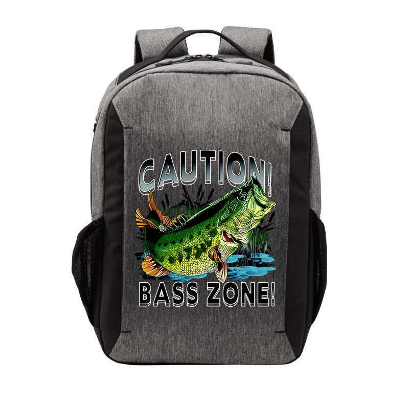 Caution Bass Zone Funny Fishing Vector Backpack