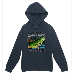 Caution Bass Zone Funny Fishing Urban Pullover Hoodie