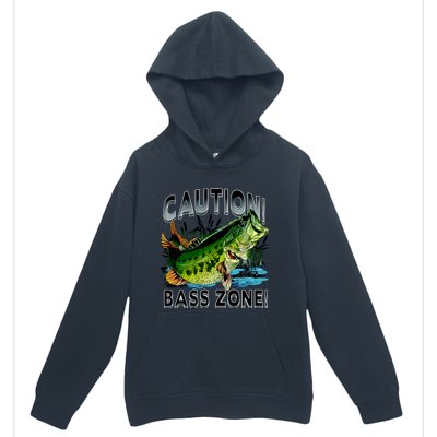 Caution Bass Zone Funny Fishing Urban Pullover Hoodie