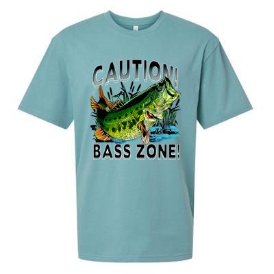 Caution Bass Zone Funny Fishing Sueded Cloud Jersey T-Shirt