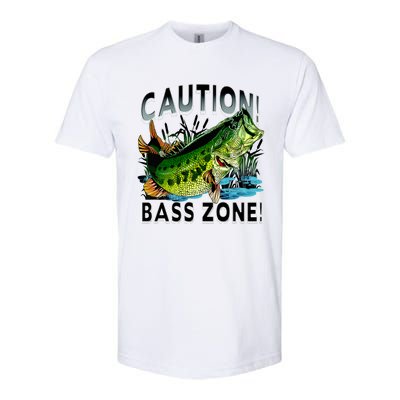 Caution Bass Zone Funny Fishing Softstyle CVC T-Shirt