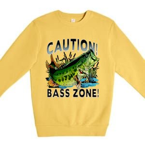 Caution Bass Zone Fishing Premium Crewneck Sweatshirt