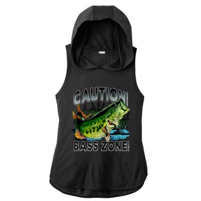 Caution Bass Zone Fishing Ladies PosiCharge Tri-Blend Wicking Draft Hoodie Tank