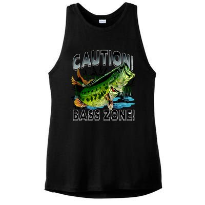 Caution Bass Zone Fishing Ladies PosiCharge Tri-Blend Wicking Tank