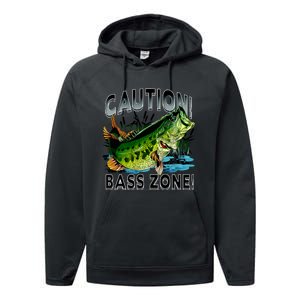 Caution Bass Zone Fishing Performance Fleece Hoodie