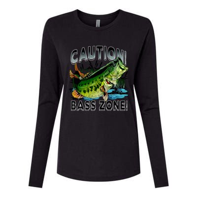 Caution Bass Zone Fishing Womens Cotton Relaxed Long Sleeve T-Shirt