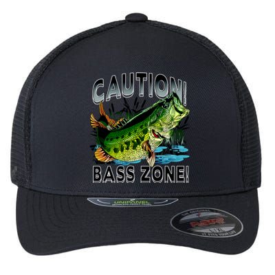 Caution Bass Zone Fishing Flexfit Unipanel Trucker Cap