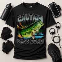 Caution Bass Zone Fishing Cooling Performance Crew T-Shirt