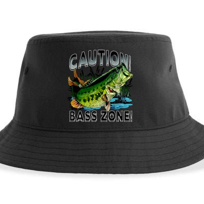 Caution Bass Zone Fishing Sustainable Bucket Hat