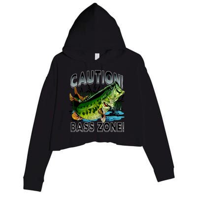 Caution Bass Zone Fishing Crop Fleece Hoodie