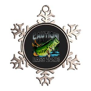 Caution Bass Zone Fishing Metallic Star Ornament