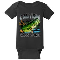 Caution Bass Zone Fishing Baby Bodysuit