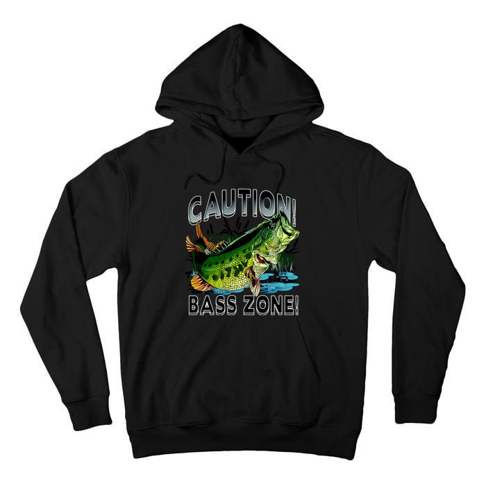 Caution Bass Zone Fishing Tall Hoodie