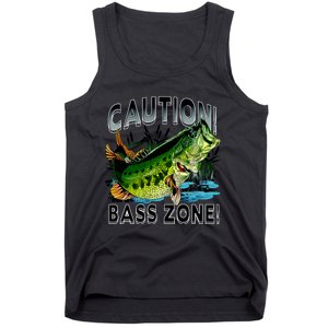 Caution Bass Zone Fishing Tank Top